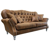 JVmoebel Sofa, Vintage Chesterfield Sofagarnitur Couch Polster Sofa Leder 3+1 Sitzer Set 2tlg. braun