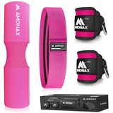 Amonax Langhantel Polster, Hantelstangen Schutz Hip Thrust Und Squat with Booty Resistance Bands, Fußschlaufen Kabelzug für Kabelgeräte, Bein Gesäß Gym Fitness Zubehör Damen Herren