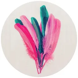 K&L Wall Art Vliestapete »Runde Vliestapete«, Kubistika Feder Rosa Boho Deko, mehrfarbig, matt - bunt