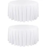 2er-Pack runde weiße Polyester-Tischdecke, 229 cm, für runden Tisch, Polyester-Tischdecke, waschbare Tischdecke für Hochzeit, Empfang, Party, Geburtstag usw. (229 cm)