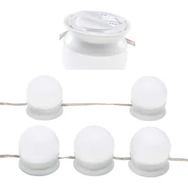 Juskys Schminktisch Lichterkette 8 W mit 10 LED Lampen & USB - Helligkeit einstellbar - Weiß