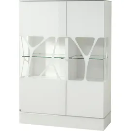 LEONARDO Highboard »Cube«, mit Sicherheitsglas und edlem MDF Holz, Höhe157 cm weiß