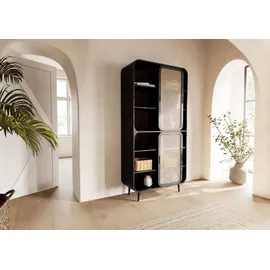 MASSIVMOEBEL24.DE Schrank Mango 100x40x200 dunkelgrau lackiert VALENCIA 216