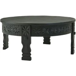 Kadima Design Massivholz Couchtisch, Orientalisches Design, Schwarz Lack, Handgefertigt. 80x80x36 cm