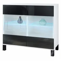 Vladon Kommode, Schwarz Hochglanz, 92.5x84.5x35 cm, Wohnzimmer, Kommoden &