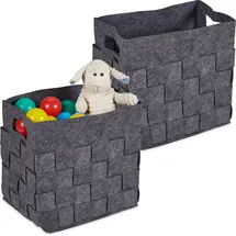 Relaxdays Aufbewahrungskorb 2er Set faltbare Regalbox 30 x 30 x 24 cm grau