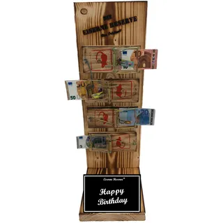 Originelle lustige Geldgeschenke zum Geburtstag Geschenkideen für Männer Frauen - Eiserne Reserve Mausefalle - Text s/w Happy Birthday