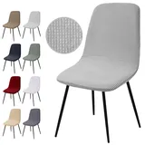 Stuhlhussen 6er Set, Stretch Stuhlbezug Jacquard Esszimmerstühlhussen Universal Stuhlhussen Abnehmbarer Waschbarer Stuhlabdeckung für Esszimmer,Hotel,Bankett,Hochzeit,Partys Deko(Y-Silbergrau,6er Set)