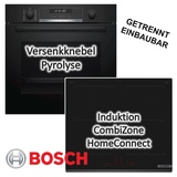 Bosch HERDSET BOSCH Einbau-Backofen Serie 6 PYROLYSE + Induktionskochfeld Bratsensor autark 60cm