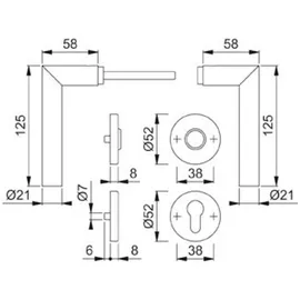 HOPPE Rosettengarnitur Amsterdam Edelstahl F69 E1400Z/42KV/42KVS