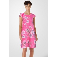 PEKIVESSA Sommerkleid Leinenkleid knielang kurzarm (Einzelartikel, 1-tlg) mit Blumenmuster rosa 38