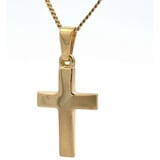 HOPLO Kreuzanhänger Anhänger Kreuz mit massiver Goldkette 1,1 mm 333-8 Karat Gold, Made in Germany 36 cm