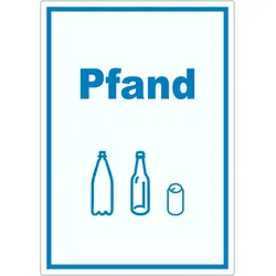 Pfand Mülltrennung Aufkleber Text Symbol Flasche Dose Mehrweg Geld A1 (594x841mm)