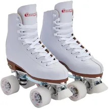 Chicago Skates Damen und Mädchen Premium Leder gefüttert Rink Roller Skate - Classic White Quad Skates