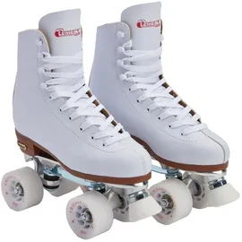 Chicago Skates Damen und Mädchen Premium Leder gefüttert Rink Roller Skate - Classic White Quad Skates