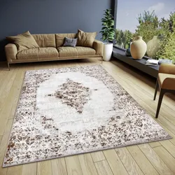 Teppich HANSE HOME "Retro", braun (creme,braun), B:67cm H:13mm L:120cm, Polyester, Teppiche, strapazierfähig, pflegeleicht, robust, glänzend