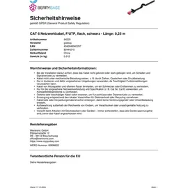 goobay Flachkabel U/FTP Cat6 schwarz 0,25m 94229