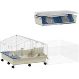 PawHut Kleintierkäfig mit Laufstall, Kaninchenkäfig, Kleintierstall mit Wasserflasche,