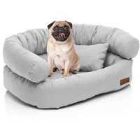Juelle Mittelhundbett - Sofa für mittelgroße Hunde, Abnehmbarer Bezug, maschinenwaschbar, flauschiges Bett, Hundesessel Santi S-XXL (Größe: M - 80x60 cm, Helles Popiel)