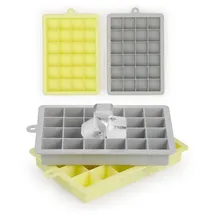 Blumtal Eiswürfelformen Silikon - Eiswürfelform - Silikon Eiswürfelform für Eiswürfel 2,6 cm - 2 x Eiswürfelformen in M - BPA freier Ice Cube Maker 2x - Ultimate Grey und Yellow