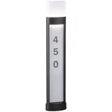 WOFI Hausnummernleuchte Led Hausnummer beleuchtet Strom Außenlampe mit Hausnummer, Stehleuchte Alu schwarz, inkl. Aufkleber, Ip54, Lxbxh 16x7,5x80 cm, Wofi 12226