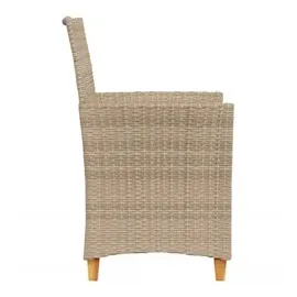 vidaXL Gartenstühle mit Kissen 2 Stk. Beige Poly Rattan Massivholz