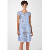 PEKIVESSA Sommerkleid Leinenkleid knielang kurzarm (Einzelartikel, 1-tlg) mit Blumenmuster blau 40