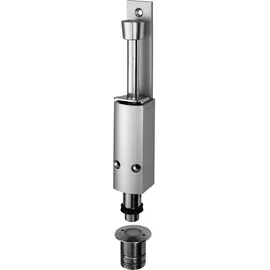 KWS 1242 mit Bodenbüchse Hub 60 mm, Alu Silber lackiert / Edelstahl