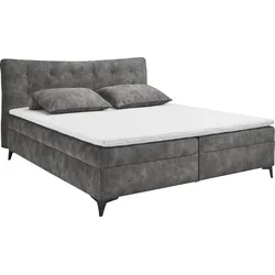 Boxbett ED EXCITING DESIGN "Melrose", grau (anthrazit), B:182cm L:210cm, 100% Polyester, Komplettbetten, Boxspringbett, inkl. Topper