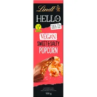 Lindt Schokolade HELLO Vegan Sweet ́n Salty Popcorn | 100 g Tafel | Vegan mit Kakao, mildem Mandelmark und gesalzenen und süßen Mais- und Popcorn-Stückchen | Schokoladengeschenk