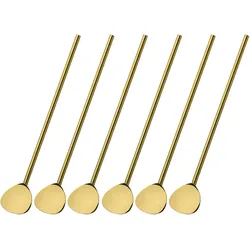Cocktaillöffel mit Trinkhalm 6er Set, gold