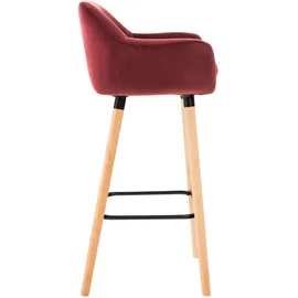 TPFLiving Barhocker Grande Gestell Holz Samt Rot