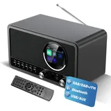 BIAOQINBO DAB Plus Radio mit Bluetooth,DAB+ / FM Radio mit Fernbedienung und Netzbetrieb,Digitalradio Küchenradio Radiowecker mit Zweifacher Alarm,USB/AUX Hafen,Sleep-Timer, 30 voreingestellte Sender