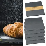 Cepewa Schieferplatte 6er Set | quadratisch 25x25cm Filzschonern | Tischuntersetzer Steinplatte Servierplatte Untersetzer (1 x 6er Set Schieferplatte 25x25cm)