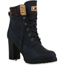 Damen Schnürstiefeletten in Dunkelblau