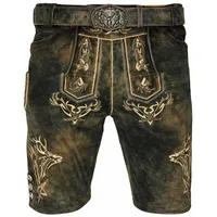 Maddox Trachtenlederhose MADDOX Kurze Herren Lederhose 'Felixsee' mit Gürte braun 50