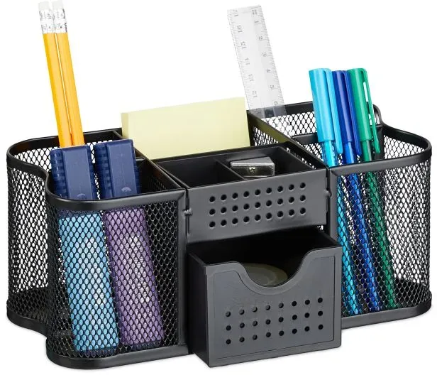 Relaxdays Schreibtisch Organizer Mesh-Design Schwarz