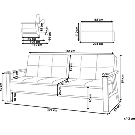 Beliani 3-Sitzer Tjorn Stoff Hellgrau