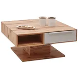 Valnatura Couchtisch, Schlamm, Buche, Holz, Glas, Kernbuche, massiv, 2 Schubladen, quadratisch, Säule, Bodenplatte, 82x40-72.5x82 cm, Made in Germany, höhenverstellbar, Wohnzimmer, Wohnzimmertische, Couchtische, Couchtische Glas