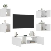 vidaXL TV-Schrank 5-tlg. TV-Wohnwand mit LED-Leuchten Weiß (1-St) weiß