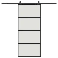 vidaXL Schiebetür mit Beschlag Schwarz 90x205 cm ESG-Glas