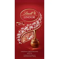 Lindt Schokolade LINDOR Kugeln Milch | 137 g im Beutel | ca. 10 Kugeln Vollmilchschokolade mit zartschmelzender Füllung | Pralinen-Geschenk | Schokoladen-Geschenk