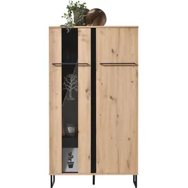 INOSIGN Highboard Sardinia, Vitrine, Breite 84 cm beige|schwarz