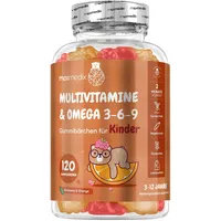 Maxmedix Multivitamine Gummibärchen 120 St. - Mit Omega 3 6 9, Vitamin C, D3, Jod, Zink - Vegetarisch, zuckerfrei