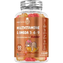 Maxmedix Multivitamine Gummibärchen 120 St. - Mit Omega 3 6 9, Vitamin C, D3, Jod, Zink - Vegetarisch, zuckerfrei