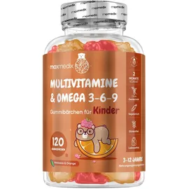 Maxmedix Multivitamine Gummibärchen 120 St. - Mit Omega 3 6 9, Vitamin C, D3, Jod, Zink - Vegetarisch, zuckerfrei