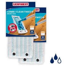 Leifheit 2er Set Wischbezug Clean Twist M micro duo - Türkis, Weiß