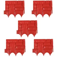 Tuoservo Gartenzaun-Paneele aus Kunststoff, Gartenzaun, Rasenkante, Pflanzenbegrenzungszaun, 5 Stück (rot)