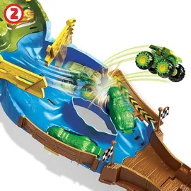 Mattel HJG32 - Hot Wheels Monster Trucks Rennstrecke mit 2 Fahrzeugen