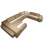 Design Wohnlandschaft Couch Ecksofa Polstergarnitur Eckcouch Sofa Leder USB LED
